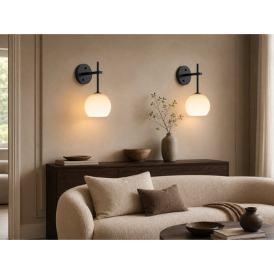 Ensemble de 2 appliques murales rechargeables à piles avec verre givré