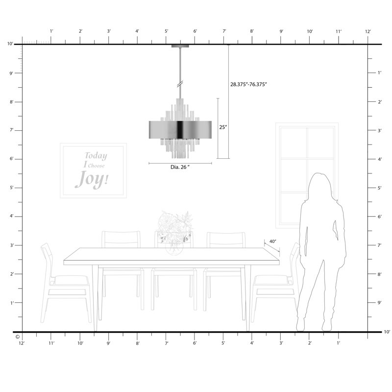 10 - Light Dimmable Drum Chandelier, Polished Nickel, Polished Nickel