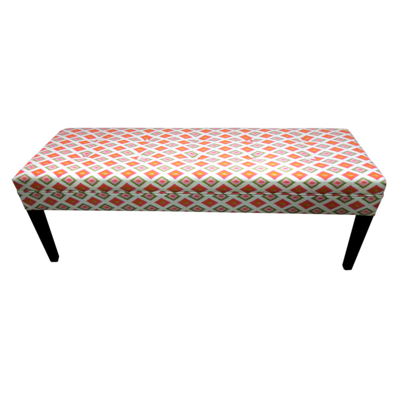 Banc avec revêtement, Orange / géométrique
