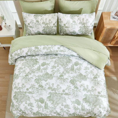 7-Piece Reversible Botanical Comforter Set Soft Microfiber Complete Bedding Sets for All Season