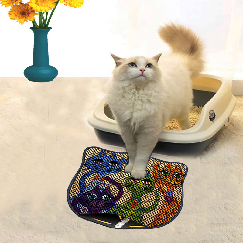 Durable Cat Litter Mat, 15.7 x 19.7 inches | 50% PVC / 50% Polyester, Machine Washable & Vacuum Friendly | Perfect for Easy Cleanup, Non-Slip Design to Keep Your Home Clean & Fresh, Ideal for Pet Owners