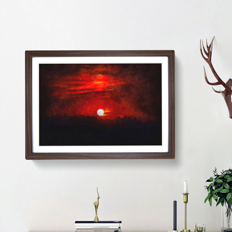 Deep Red Sunset in Italy - Picture Frame Graphic Art Print, Walnut Framed, 45cm H x 63cm W x 2cm D