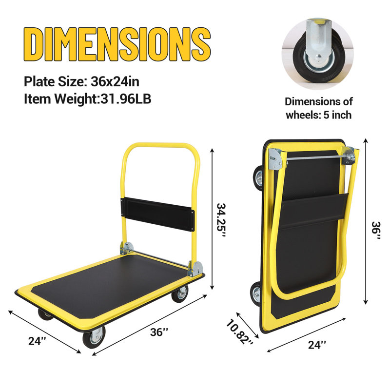 86.9cm H x 60cm W Utility Cart