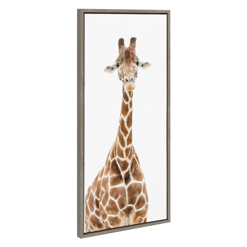«Debout girafe» par Amy Peterson, reproduction d'art sur toile encadrée, Gris
