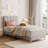 Twin Bed Frame, Upholstered Platform Bed with Wave Headboard for Kids, Easy Assembly, Wooden Slats Support, No Box Spring Needed-1097763891