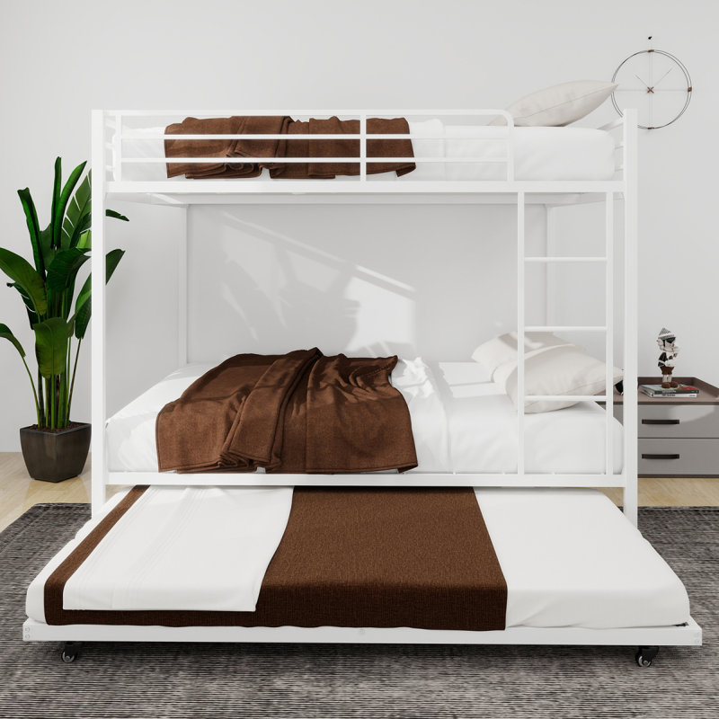 Lit superposé en fer carré durable avec rails de sécurité, look minimaliste moderne, idéal pour une chambre d'enfant, une chambre d'amis ou un espace commun, assemblage facile et performance longue durée - Taille double: 137 cm x 190 cm