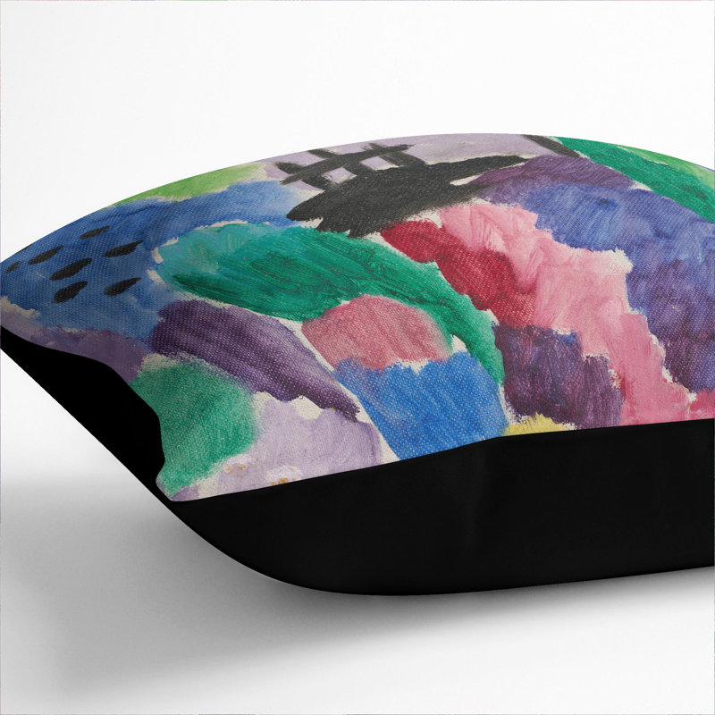 Red Path, St. Prex Square Throw Cushion, 55cm H x 55cm W x 20cm D, Black