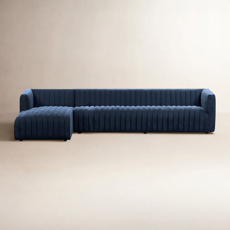 Augustine Chaise Sectional, Left Hand Facing, Orly Natural Velvet, 26" H X 126" W X 64" D