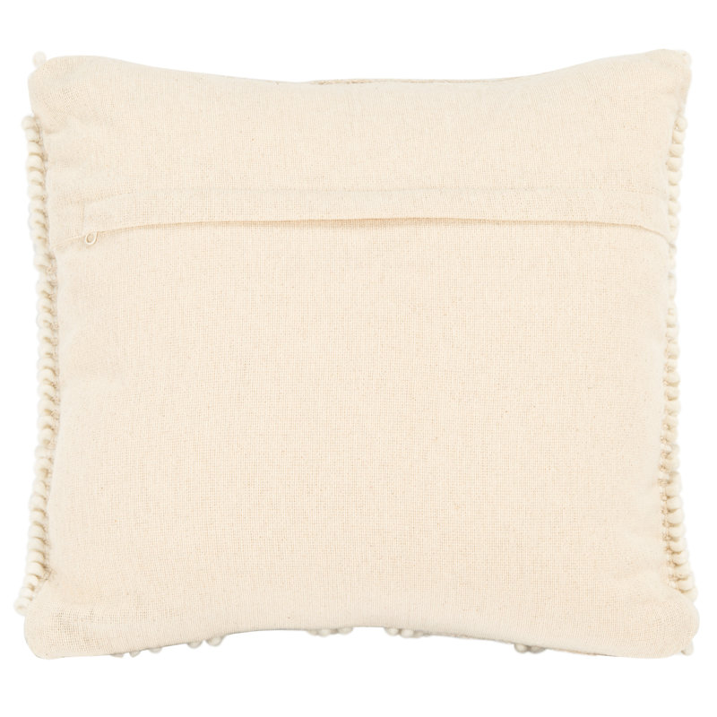 Ivory Embroidered Wool Blend Square Throw Pillow