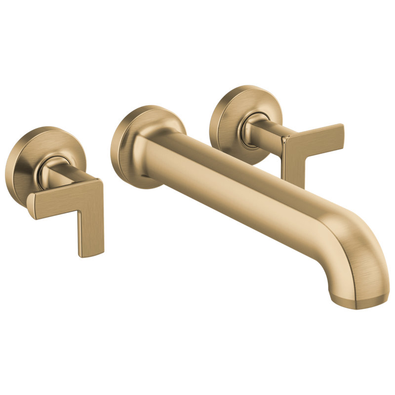 Kintsu® Two Handle Wall Mount Tub Filler, Luxe Gold, Cross