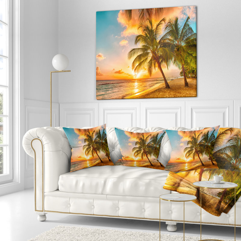 Barbados Landscape - Landscape Printed Throw Pillow