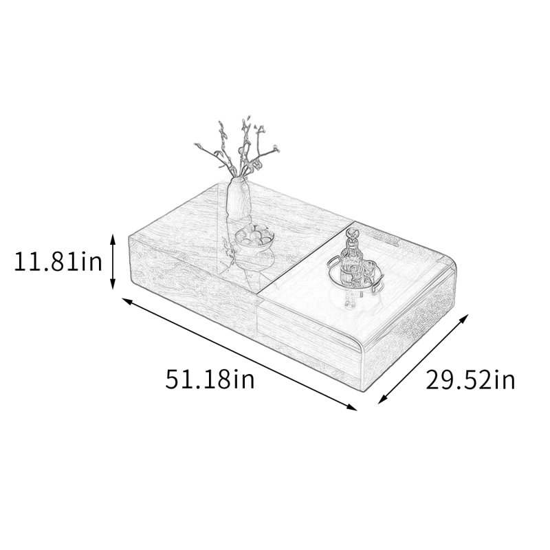 Table basse avec tiroirs Living Home Home, H 11,81 po x L 51,18 po x l 29,52 po, Noir/gris, Noir / gris / brun noisette