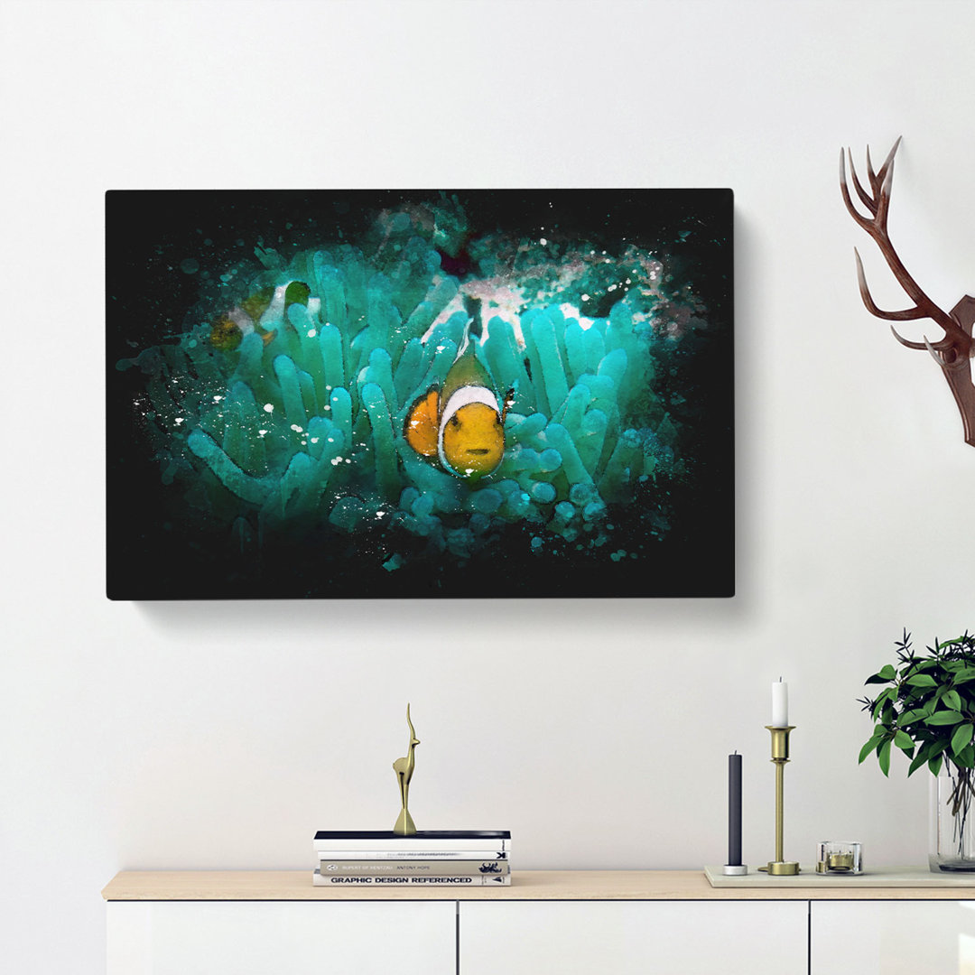 Clownfish And Sea Anemone Abstract - Wrapped Canvas
