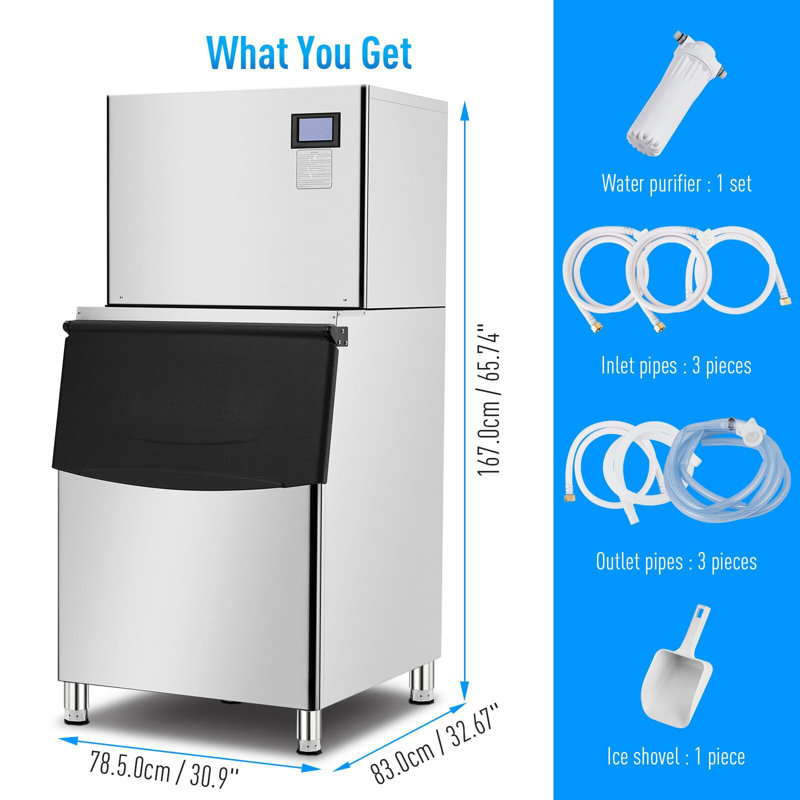 Homhougo 550 Lb. Daily Production Cube Clear Ice Freestanding Ice Maker