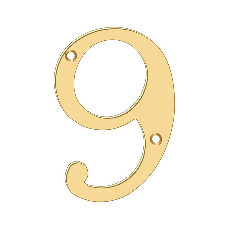 House Number, 9, PVD Polished Brass