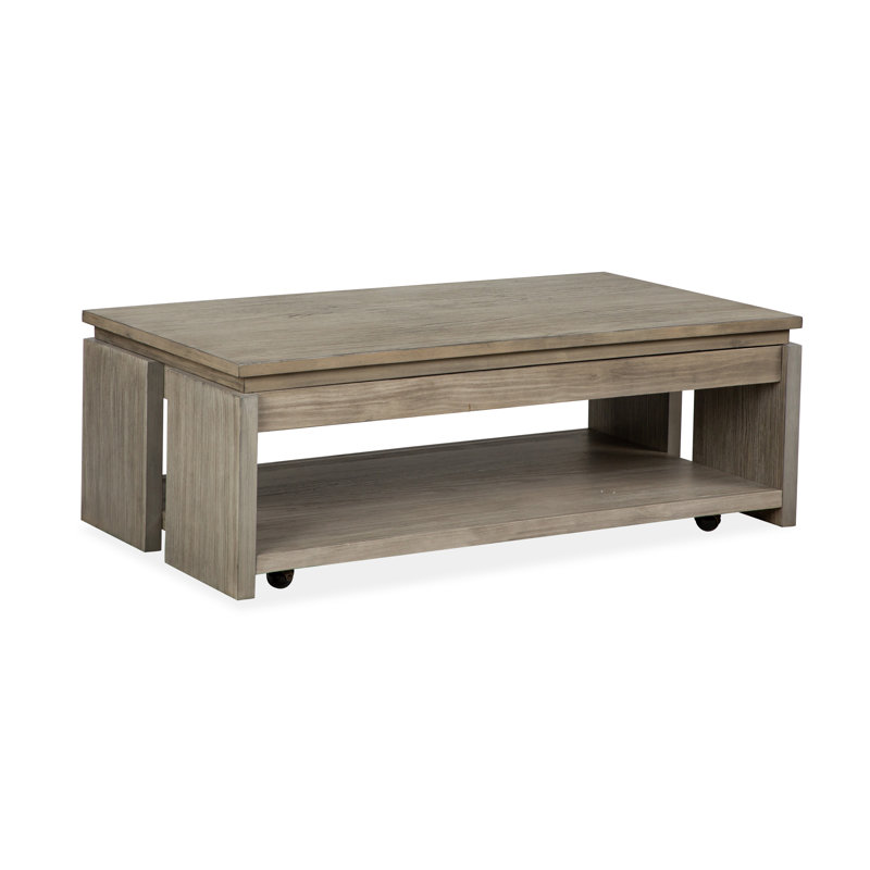 Rectangular Lift Top Storage Cocktail Table With Casters