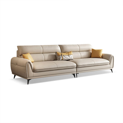 Canapé modulaire kaki en cuir véritable