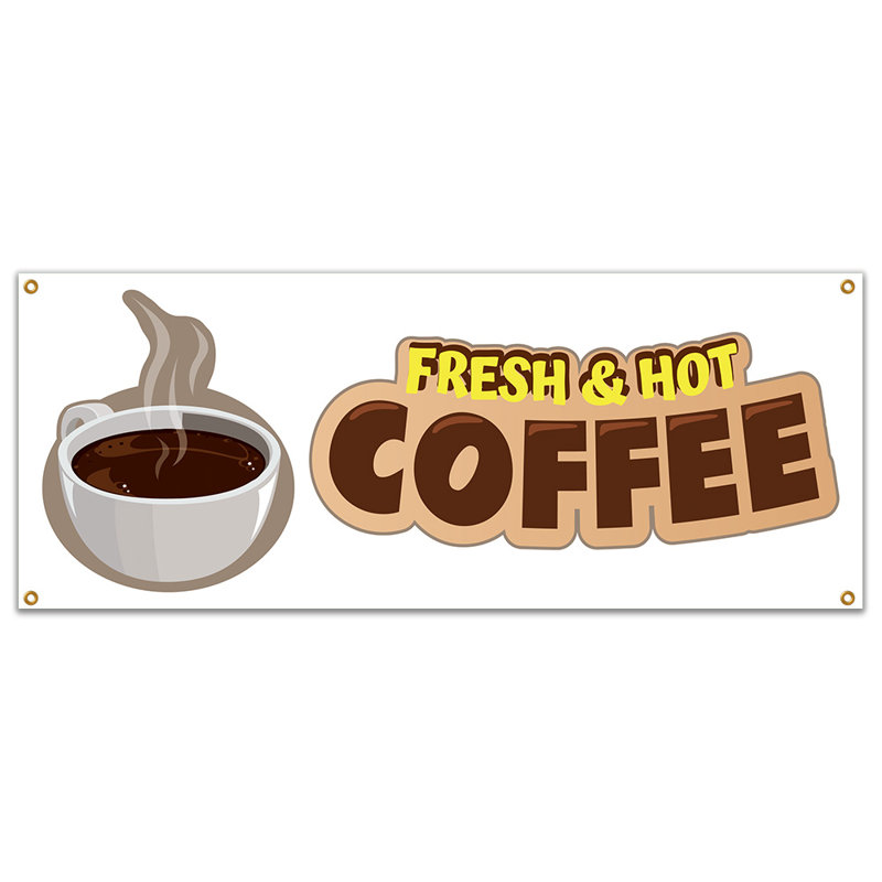 Bannière «Fresh Hot Coffee» 18 po x 48 po