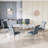Rectangular Marble Dining Set, 70" Modern White Faux Marble Table With Polished Stainless Steel Base And Upholstered Chairs-199612645-199612642-199612643