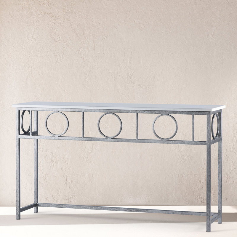 Hampton Console Table, Royal Silver, Carrera Marble