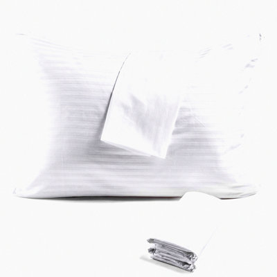 Luxury Sateen Cotton Pillow Guard - 4 Pack Standard Size Zippered Protectors - Soft & Breathable Bed Pillow Covers - Quiet Comfort for Sweet Dreams