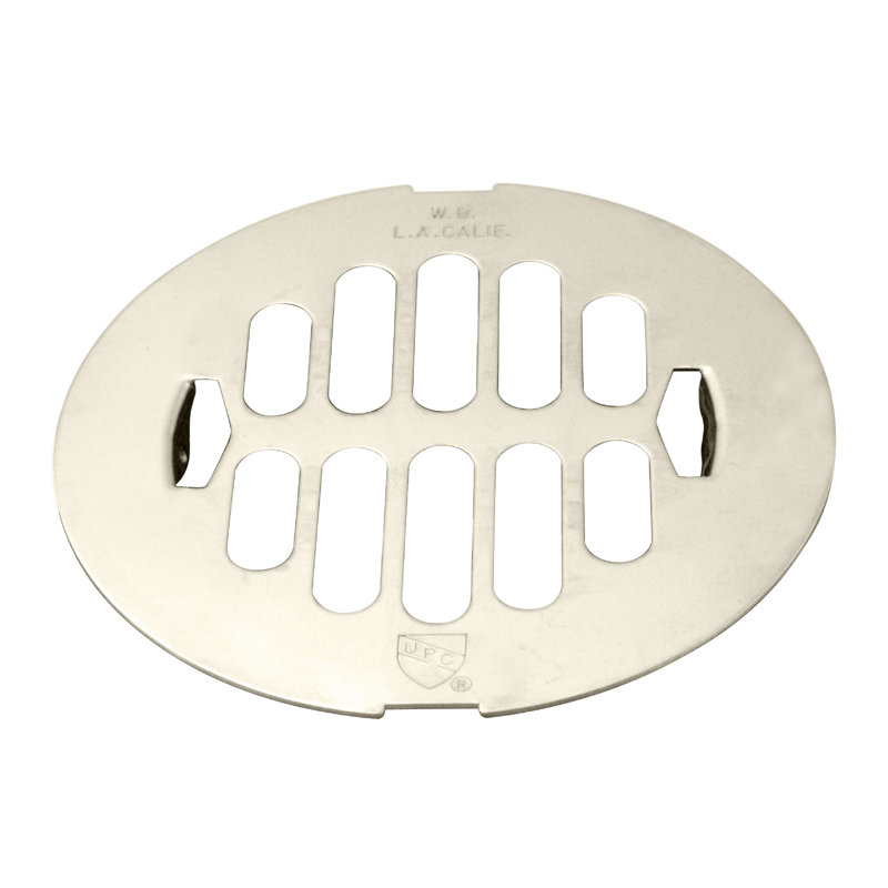 4-1/4" OD Brass Snap-in Shower Drain Cover, Polished Nickel