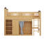 Lit mezzanine simple avec armoire de rangement et garde-robe, structure de lit mezzanine en bois massif avec tête et échelle DEL-309304044