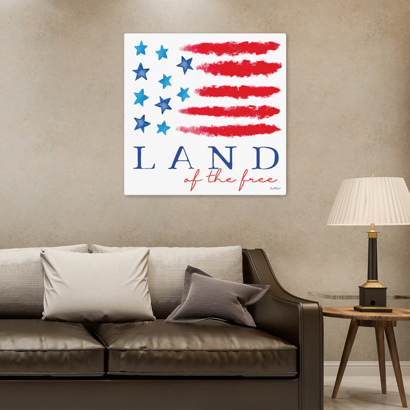 Land Of The Free Contemporary Typography Art, 32" H x 32" W