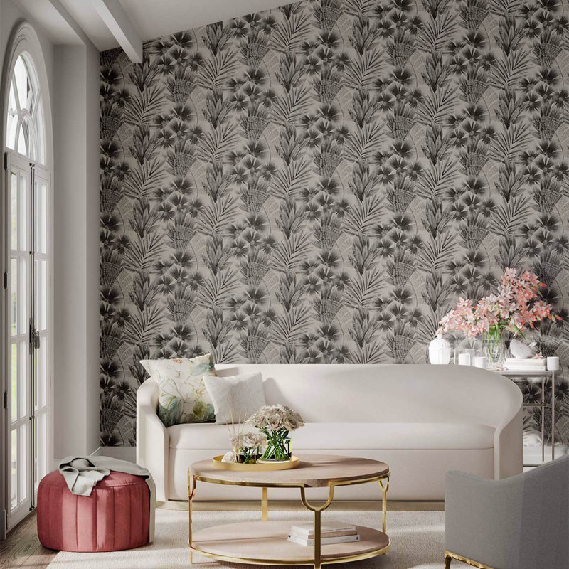 Matupi 10.05m x 52cm Parchment/Gold Wallpaper Roll, Gilver/ Ebony