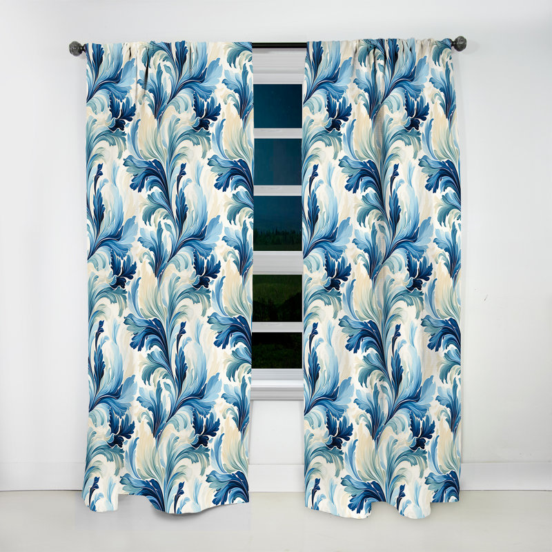 Bleu et blanc bord de mer Ikat Bliss - rideau Ikat - rideau obscurcissant Ikat - 1 panneaux, L 52 po x L 120 po