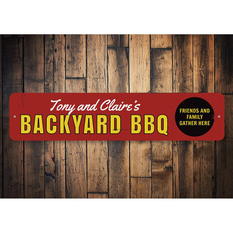 Enseigne en aluminium personnalisée Backyard BBQ, H 4 po x l 18 po x P 0,04 po