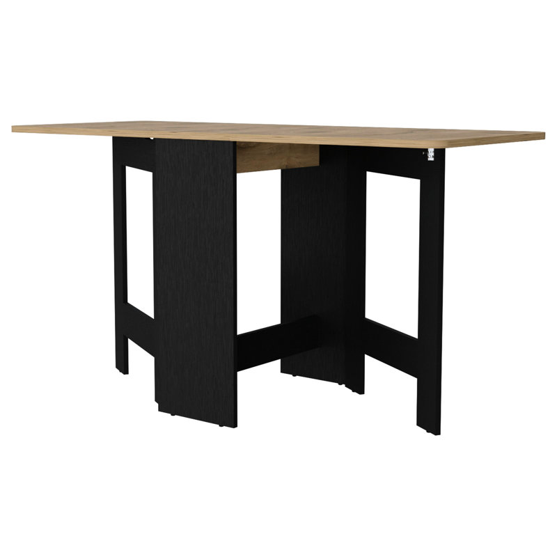 Table de salle à manger rectangulaire pliable en noir et brun - Économisez de l'espace, utilisation polyvalente, bureau pliable supporté compact de 22 lb pour les petits espaces, rectangulaire, stable, support