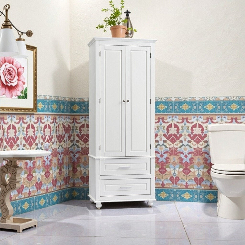 Armoire de rangement haute avec deux tiroirs 24 x 15,7 x 62,6 pouces