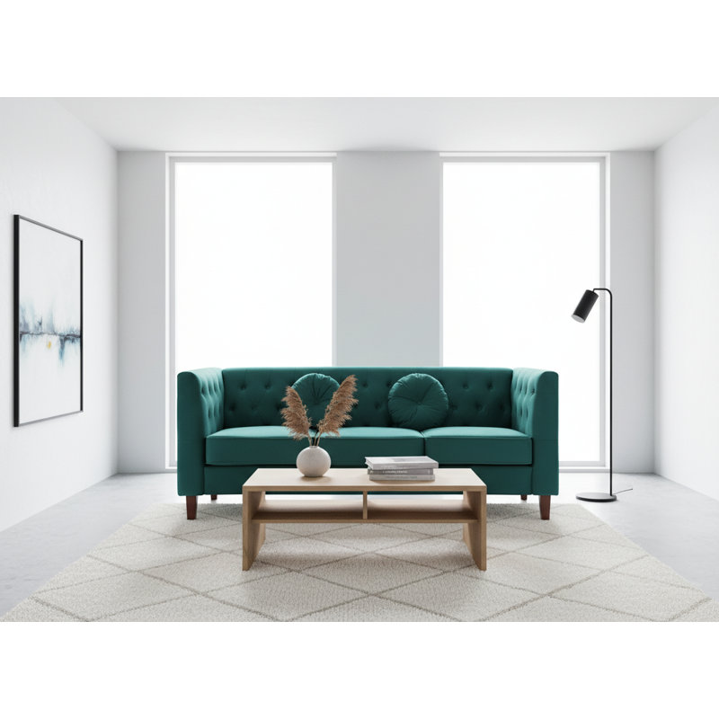 Canapé carré en velours de 81,5 po de largeur, Vert