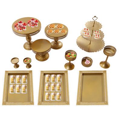 Jezelle 12 Pcs Gold European Celebration Cake Decor Serving Display Stands