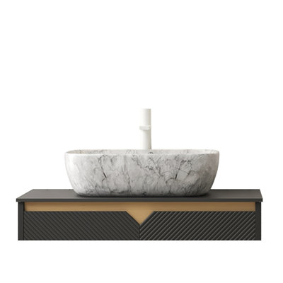 19'' Bathroom Sink Made Of Ceramic With White Marble Pattern, No Cabinet, Stone Gray, Structure, Stain - Property, Simple Maintenance, 19.54 In Depth, 16.05 Width, 5.57 Height, 20.85 Lb Weight Look
