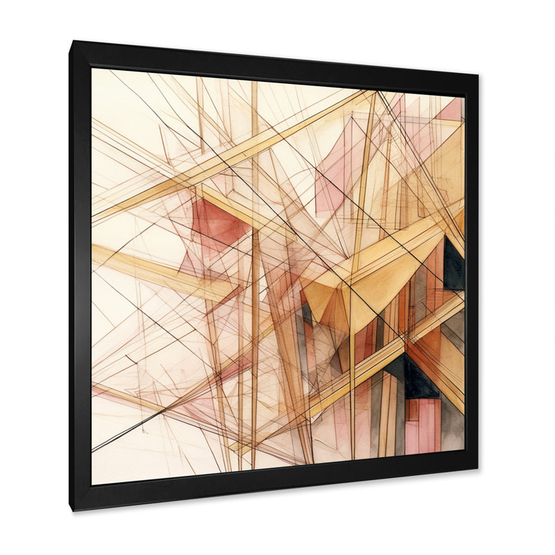 Or minimaliste et beige, H 32 po x l 24 po x P 1 po, Cadre simple noir