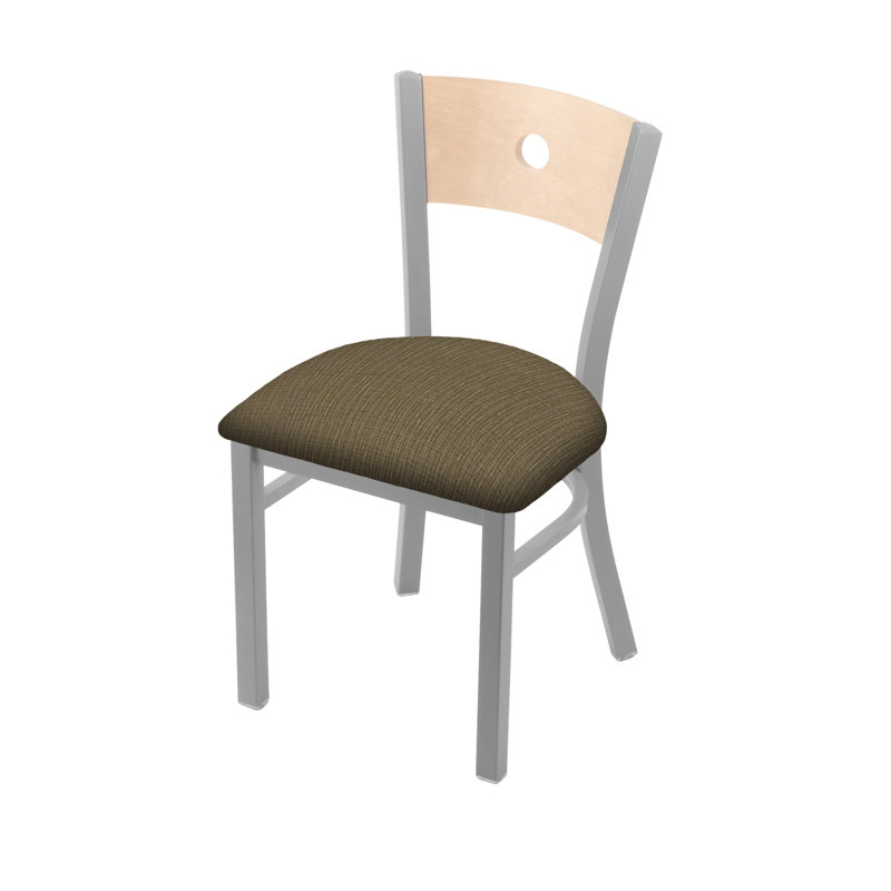 Chaise 630 Voltaire, Nickel anodisé, Chêne Naturel, Tissu liège graphique
