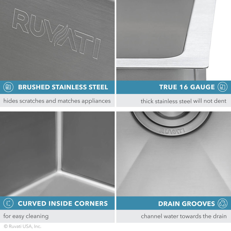 36" L x 19" W Undermount Kitchen Sink