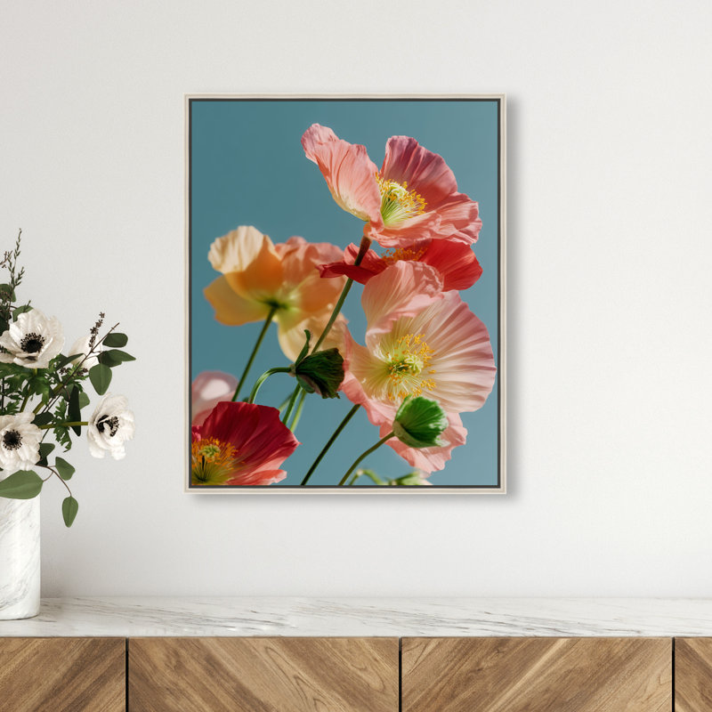 Poppy Bloom III Print by Oliver Gal, 21" H x 17" W, Silver Floater Frame