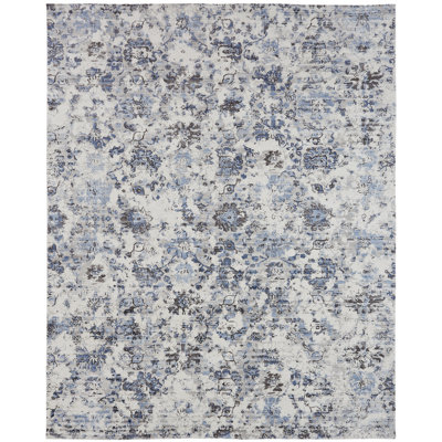 Raymon Silk Abstract Area Rug in Blue