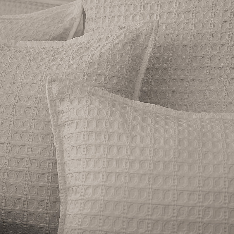Ensemble de couvre-lit 8 pièces Honeycomb Waffle, Naturel, Housse de couette simple + 4 taies décoratives st