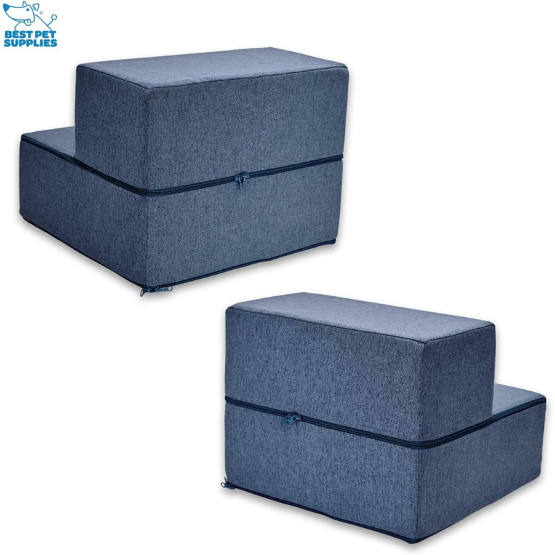 Escalier avec 2 marches, H 17 po x l 7,5 po x P 25 po, Bleu marine
