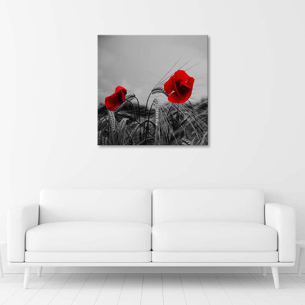 Leinwandbild Red Poppies And Grain