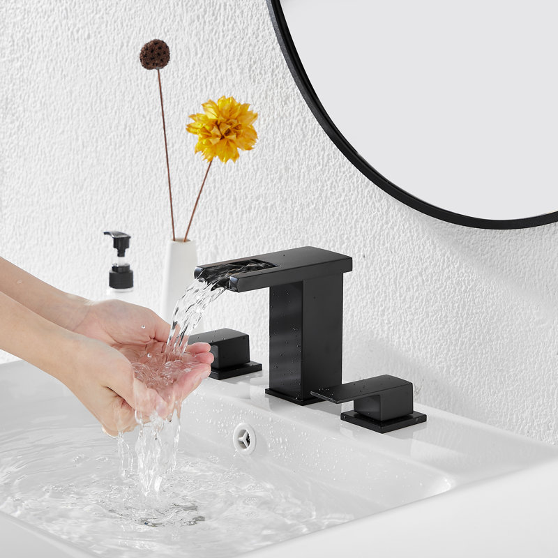 Widespread 2-handle Bathroom Faucet with Drain Assembly, Matte Black