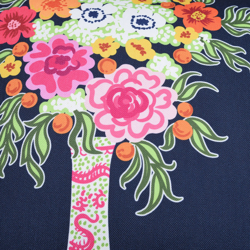Floral Print and Green Velvet Double Sided Pillow