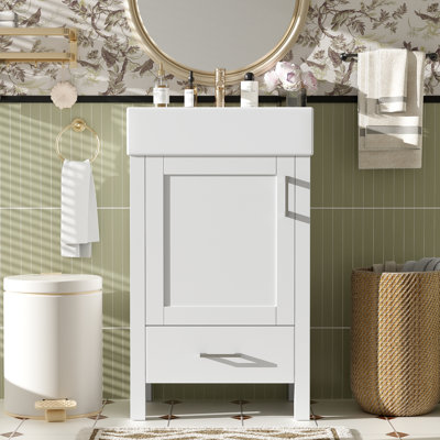 Meuble-lavabo simple 20 po avec comptoir en céramique