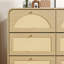 Commode 9 tiroirs avec façade en rotin bohème et finition naturelle-130670367