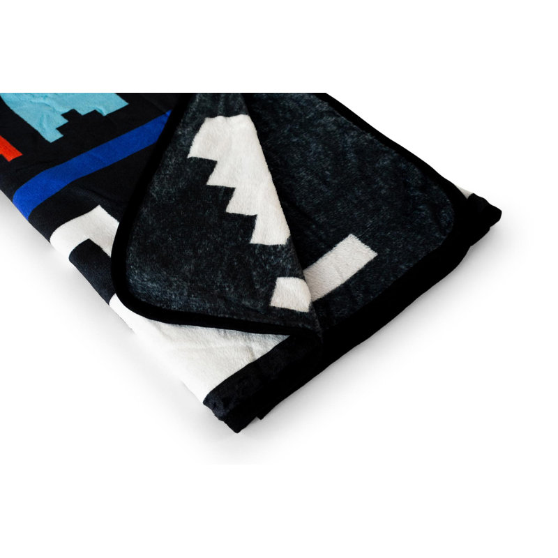Pac-Man Game Over Black Fleece Throw Blanket