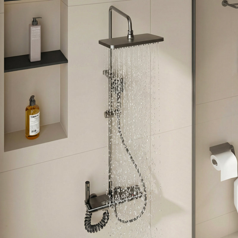 Gunmetal Gray Shower System With Digital Control Display